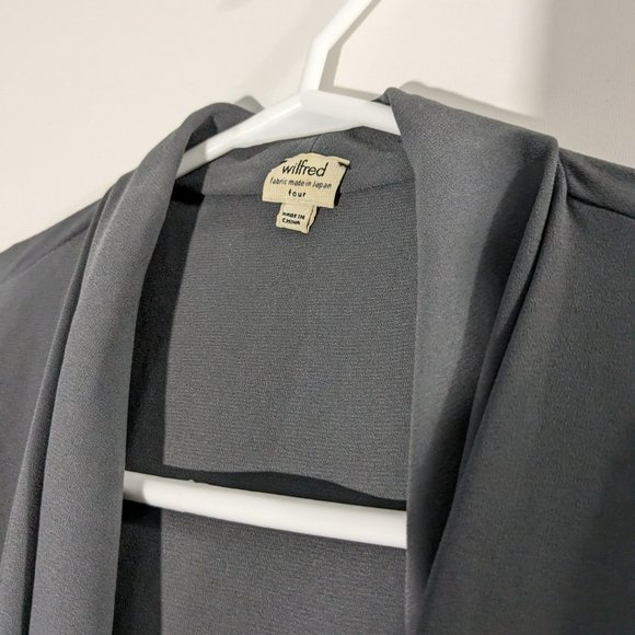 Aritzia Wiflred Crepe Mini Belted Wrap Dress Grey Size 4 - Picture 3 of 5